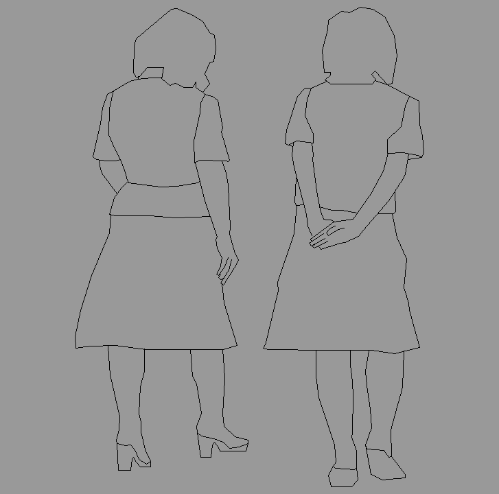 Bloque Autocad Vista de Mujeres 68 en Alzado detallado